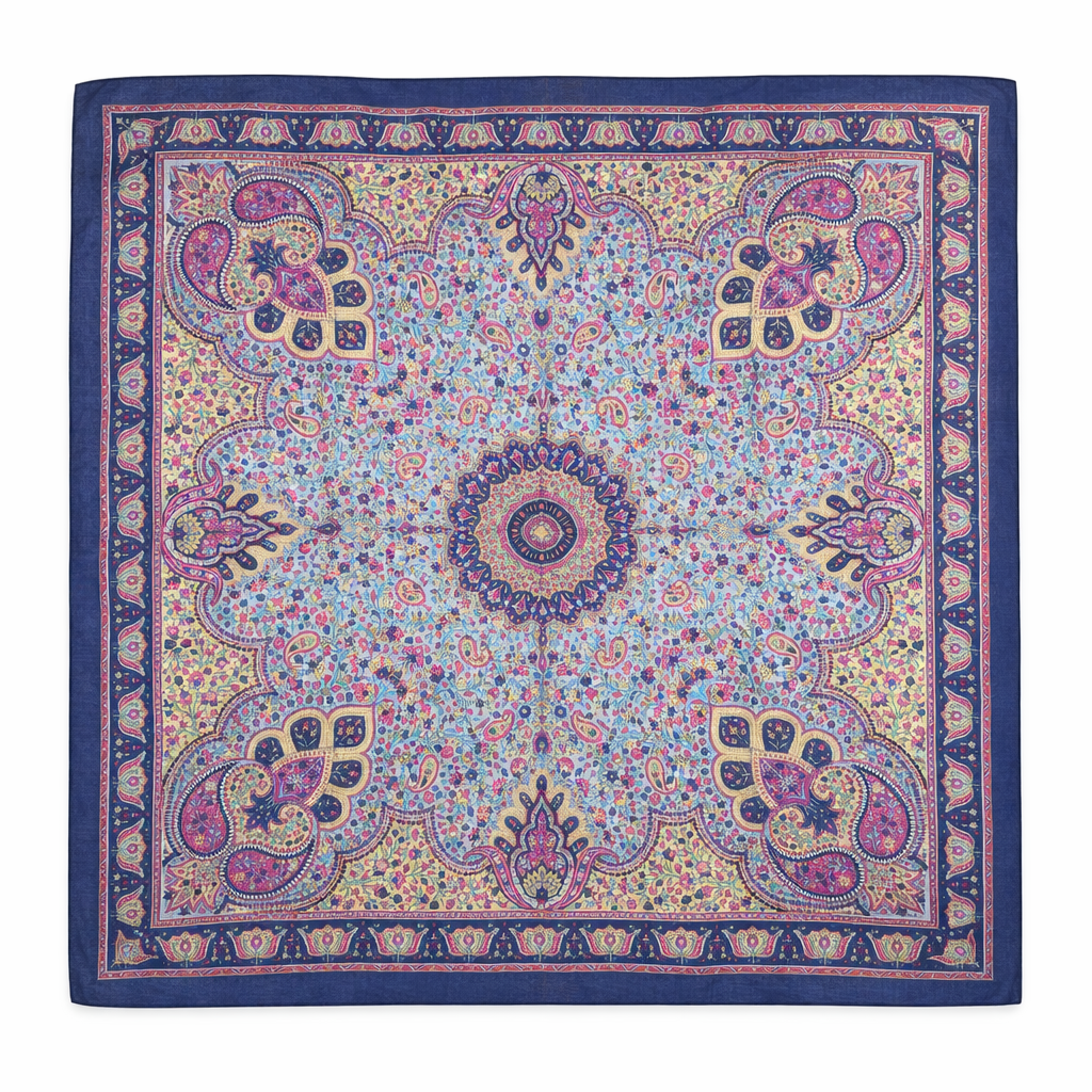 Pañuelo seda natural - azul y morado