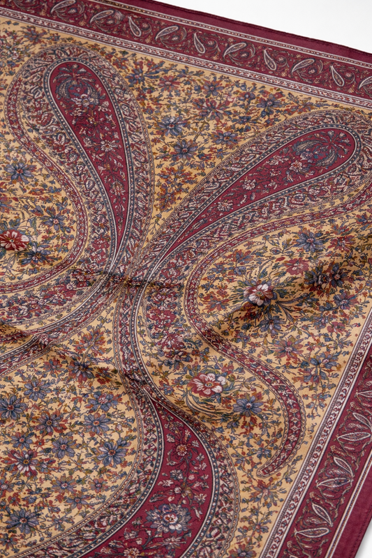 Pañuelo seda natural - granate