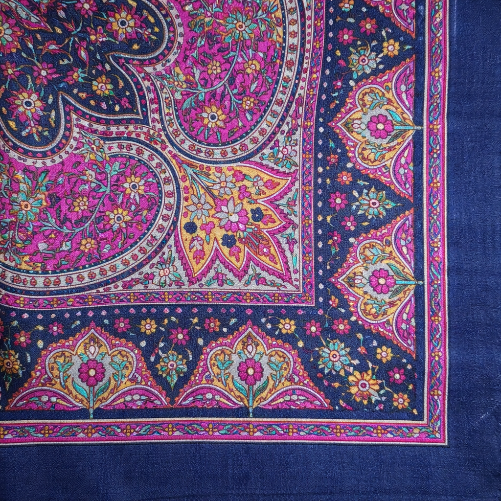 Pañuelo seda natural - azul y morado