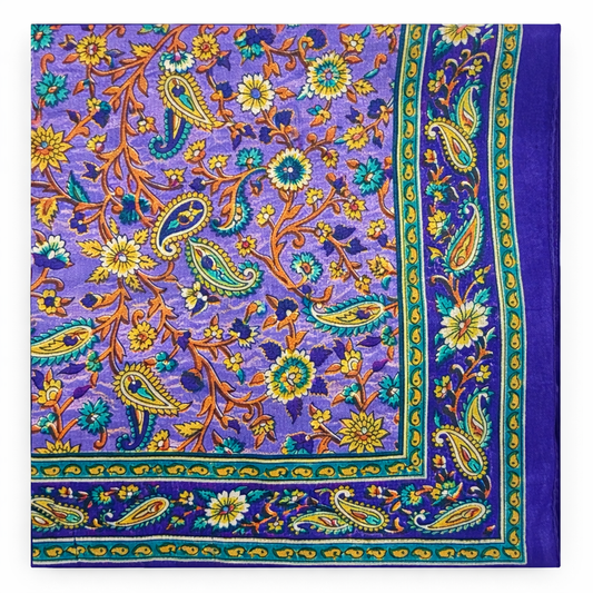 Pañuelo seda natural - azul klein y lila